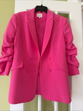 cinq a sept Hot Pink Double-Breasted Blazer